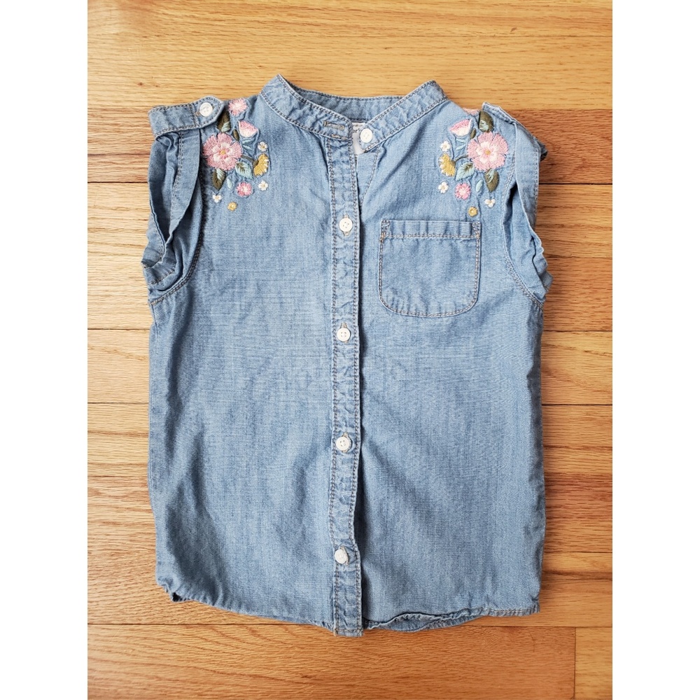Denim embroidered cut off
